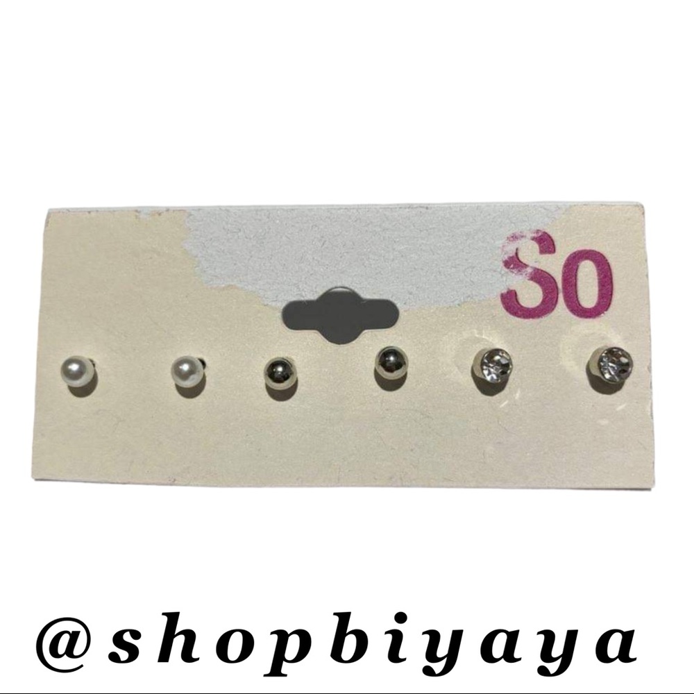 So Silver Tone Simple Minimalist Stud Earrings Set